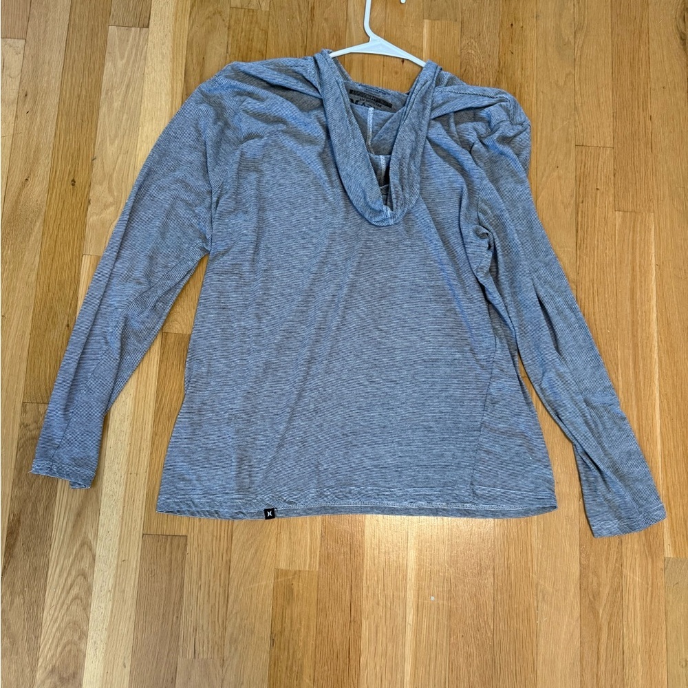 Vintage Hurley's men's long-sleeve hooded henley in a Heather Gray stripe large - Picture 9 of 9